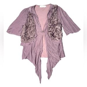 Vintage‎ My Pretty Angel Y2K 3D Floral Fairy whimsy Grunge Open Cardigan Sz M